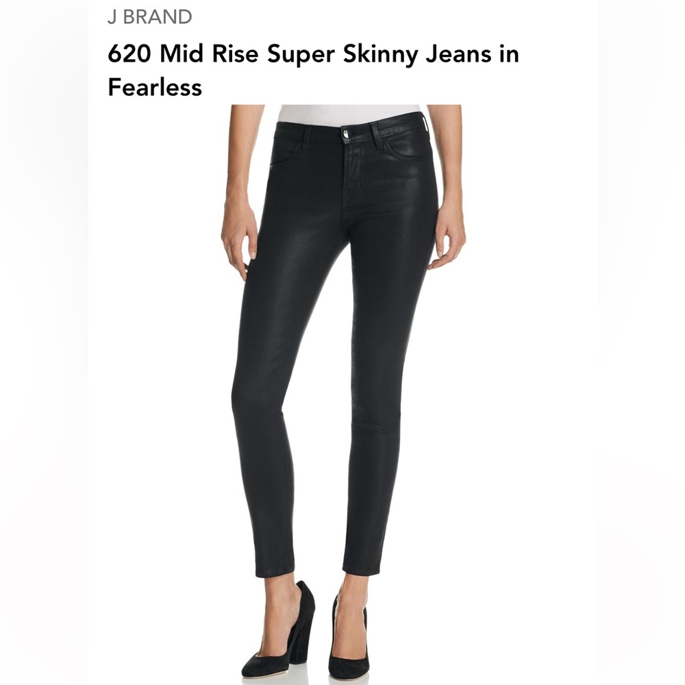 NWT $248 J BRAND STITCH FIX 620 Mid-Rise Black Stocking Coated Super Skinny Jean